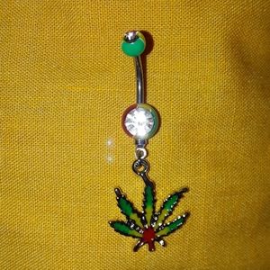 Rasta Belly Ring Dangle w/charm New
